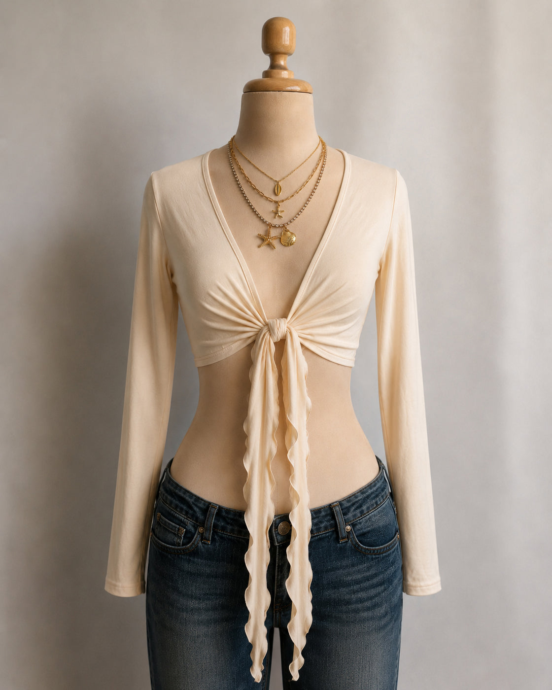 HOUR OF MADNESS BUTTER CREAM TIE-UP TOP