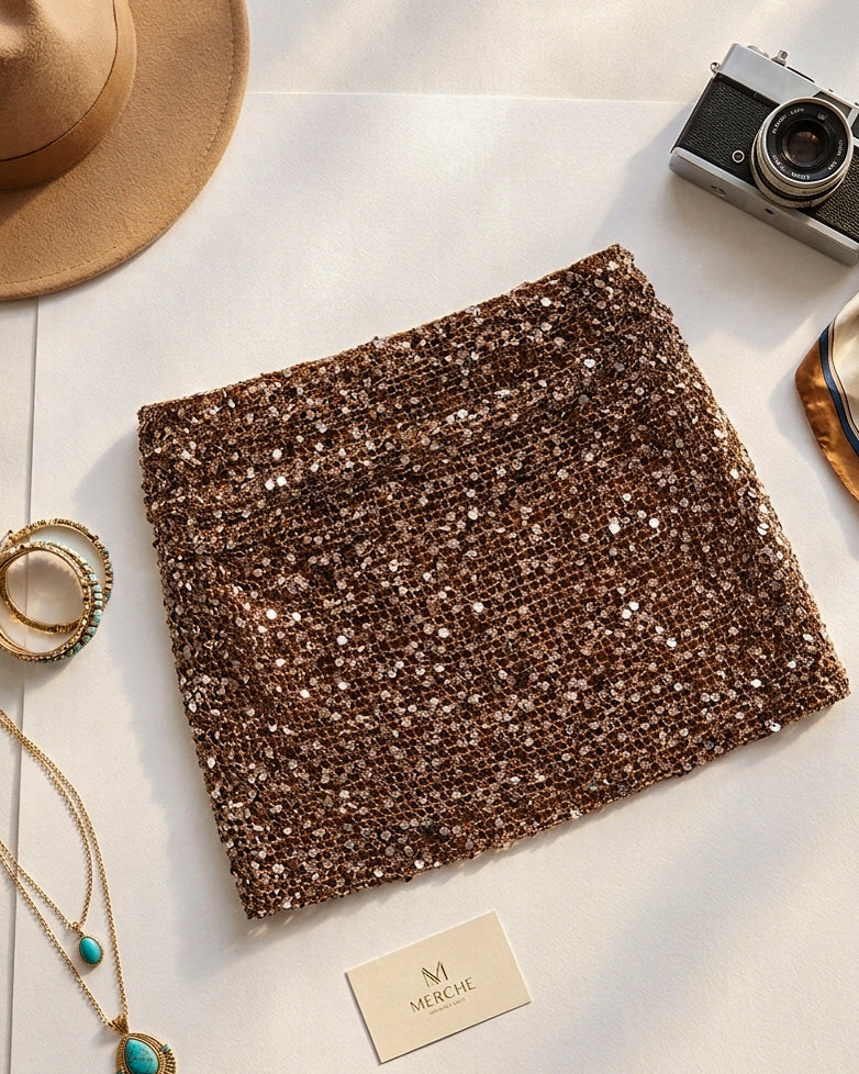 MAIN STAGE PASSES SHIMMER EMBELLISHED KNITTED SKIRT
