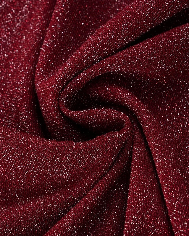 LALA LAND SHIMMER BOW-BACK COWL MAROON HALTERNECK TOP