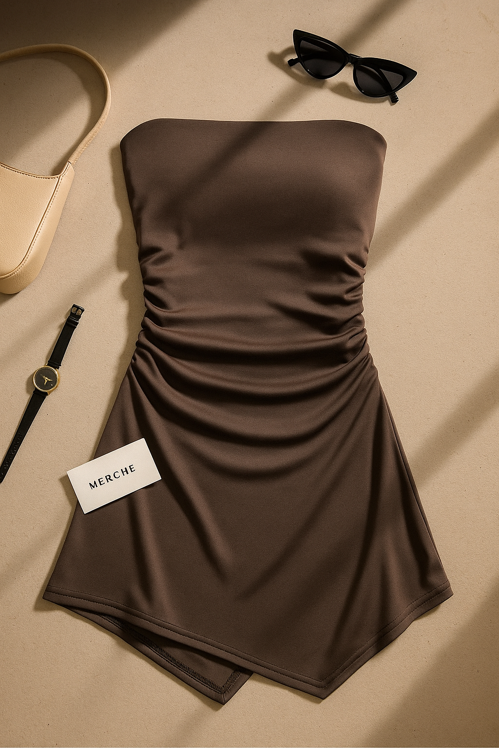 MIMOSA TIME BROWN MINI DRESS