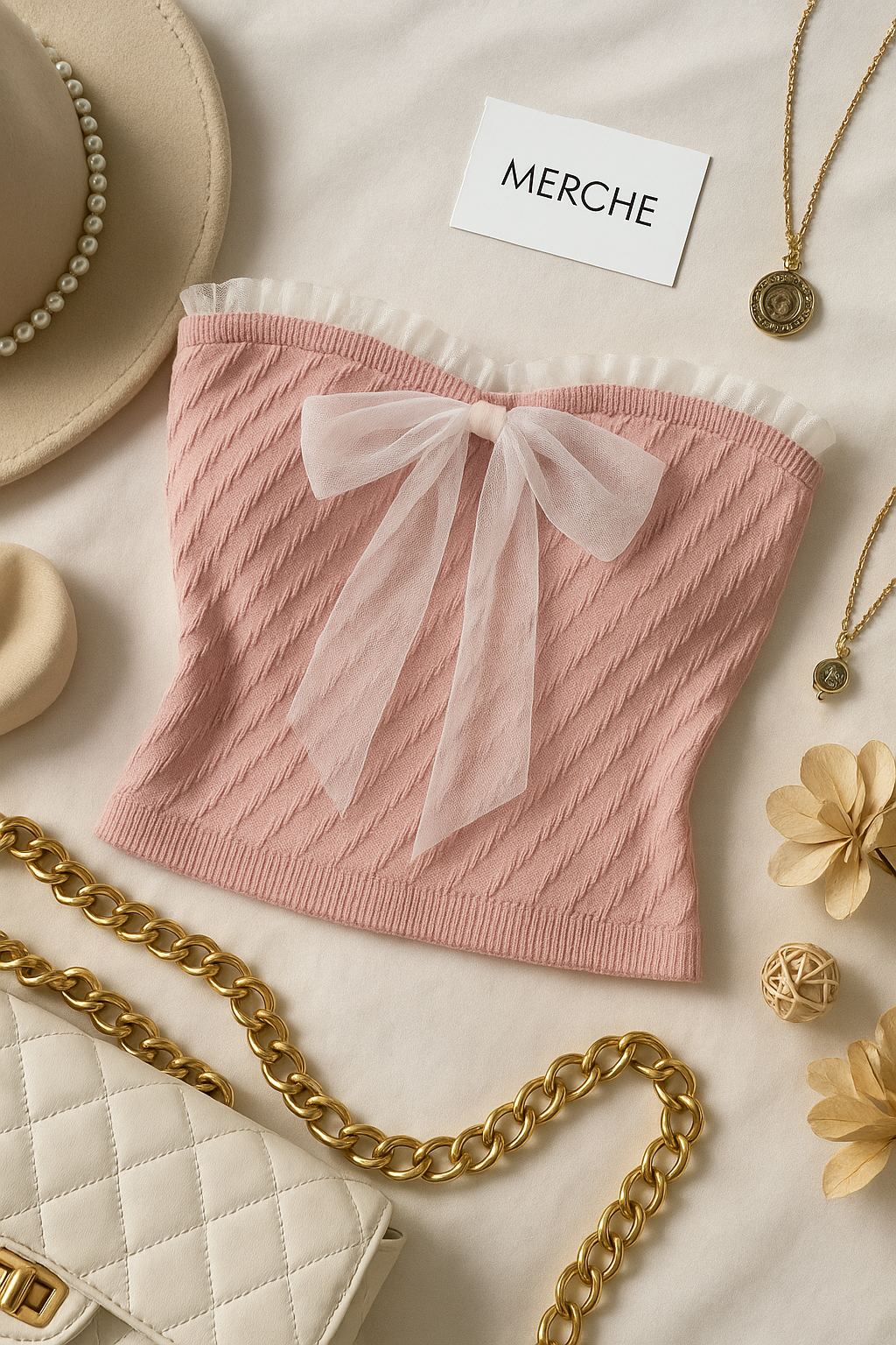 RETRO DANCE KNITTED DUSTY ROSE BANDEAU TOP