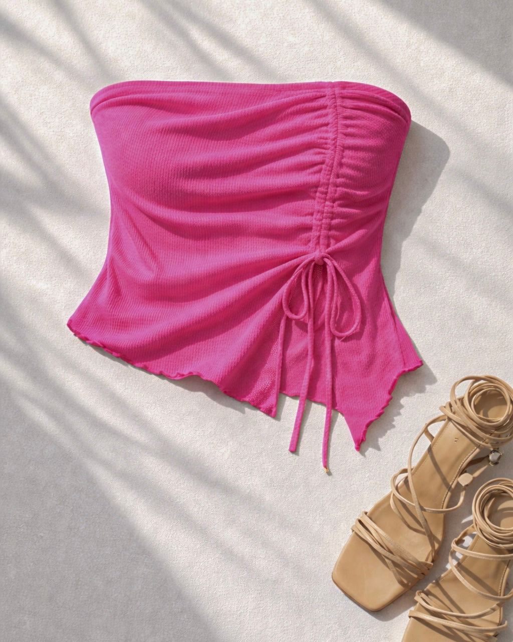 URBAN PRINCESS PINK DRAWSTRING BANDEAU TOP