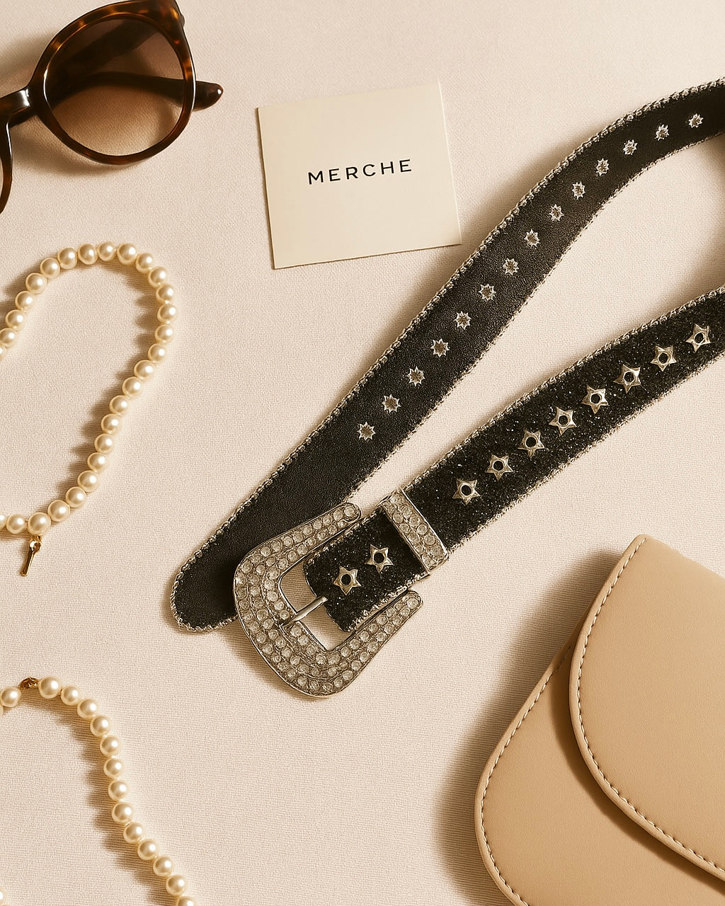 BUCKLE UP BUTTERCUP DIAMOND EMBELLISHED BLACK BELT