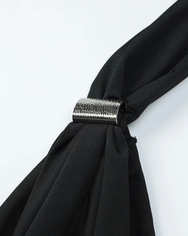 DARK ANGEL METAL CLIP DETAIL HALTERNECK TOP