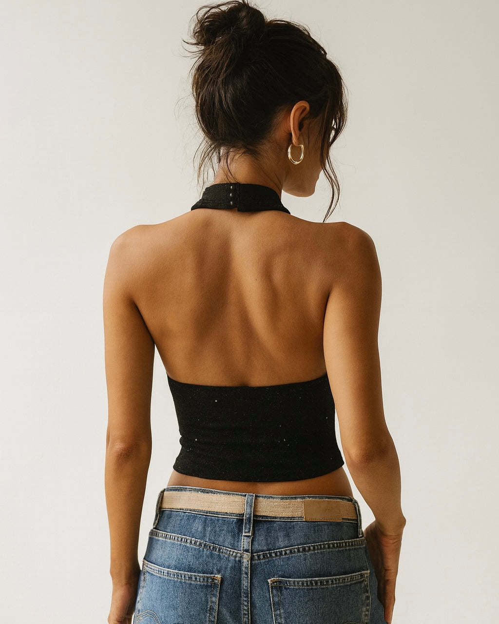 RUM AND COKE SHIMMER HALTERNECK TOP