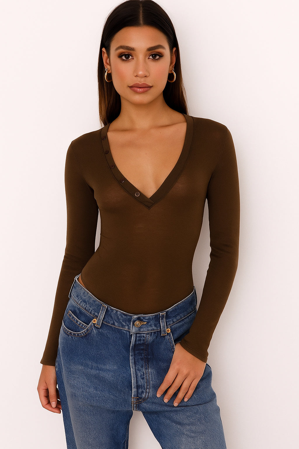 HERE TO STAY BROWN LUXE BODYSUIT