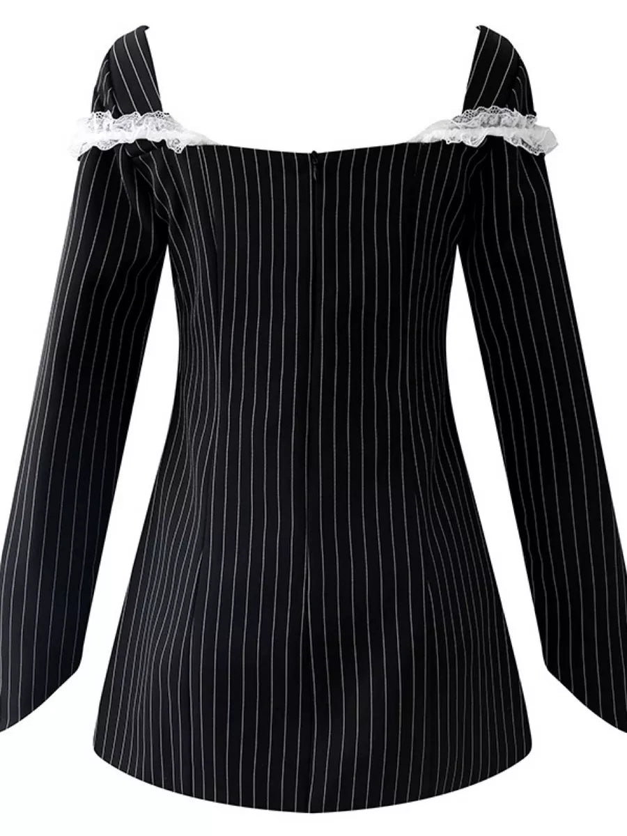 DECADE CLASSIC STRIPED BLACK LUXE DRESS