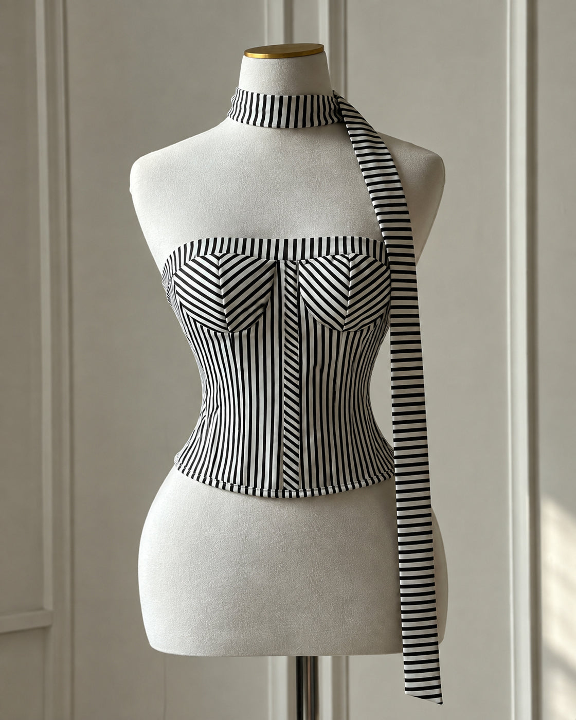 HOT SEAT STRIPED BANDEAU TOP WITH PENCIL SCARF