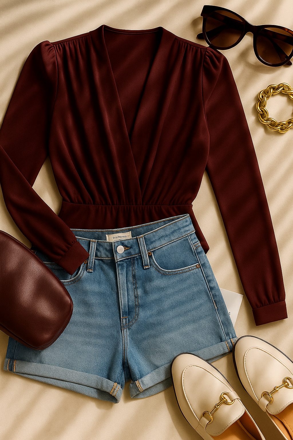 CALL THE SHOTS PADDED SHOULDER MAROON BODYSUIT