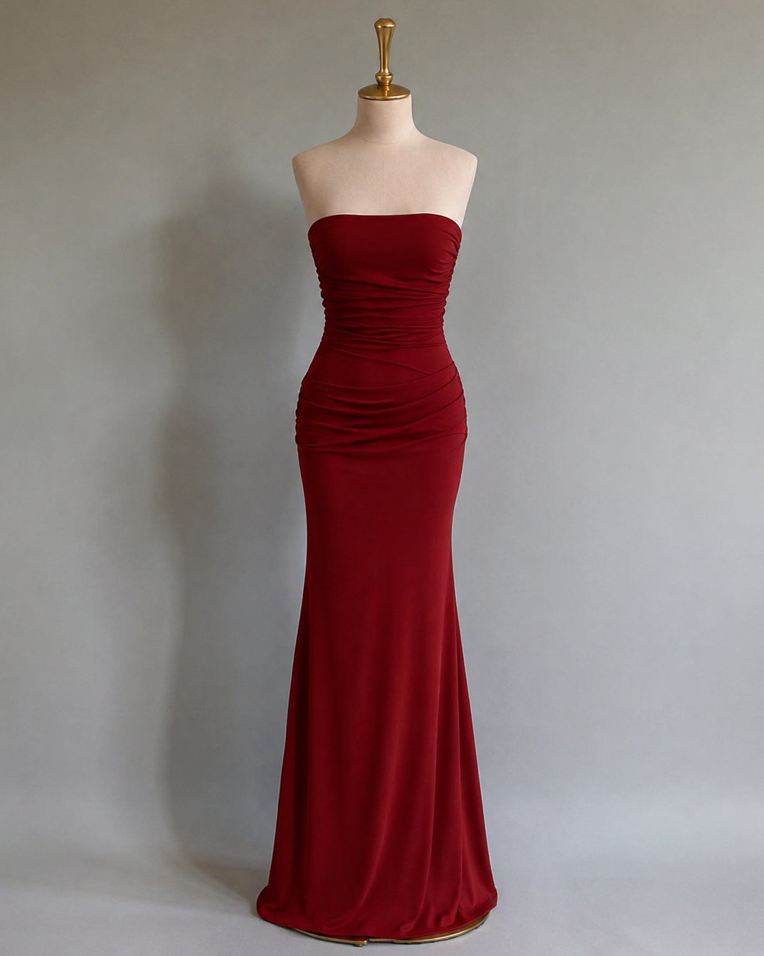 BLOOD MOON LUXE RED STRAPLESS MAXI DRESS