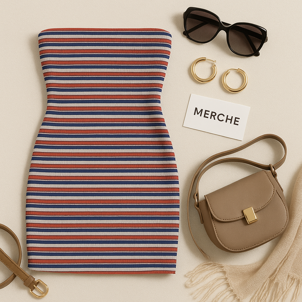 COUNTRY CORE STRIPED BANDEAU DRESS