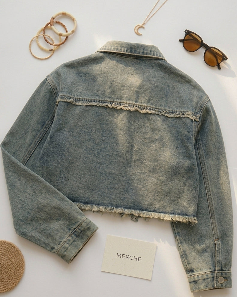 THERE’S VICTORY ALL OVER BABE, ZIP-UP DENIM JACKET