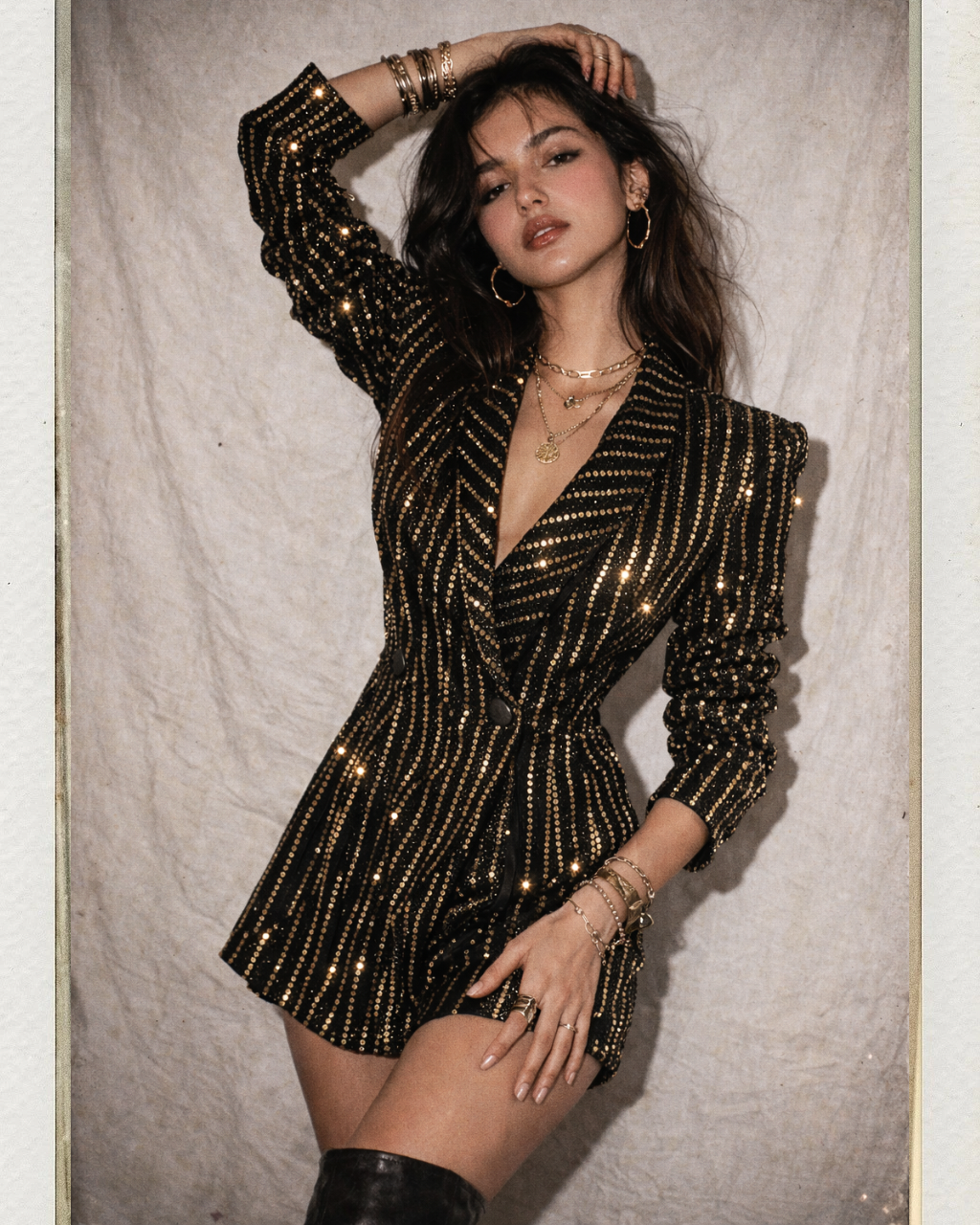 LOVE CHILD EMBELLISHED WRAP LUXE BLAZER PLAYSUIT