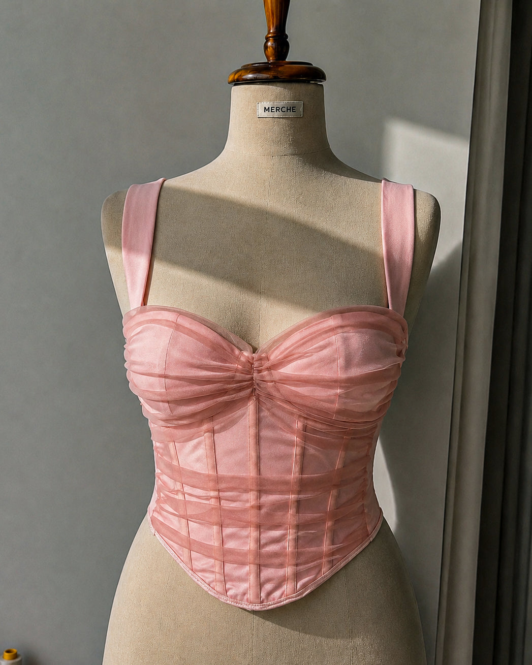 YOUR EX CALLED PADDED MESH OVERLAY BONING DETAIL CORSET