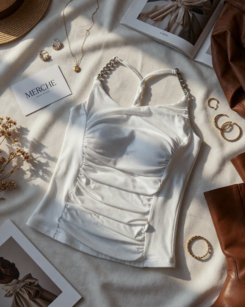 JUST POSING PADDED TWISTED WHITE TOP