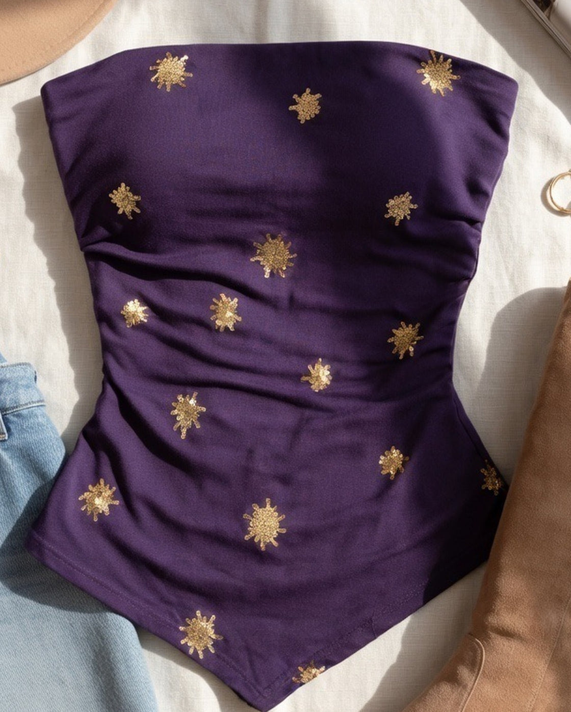 CANYON SOUL PADDED SEQUIN ASYMMETRICAL BANDEAU TOP