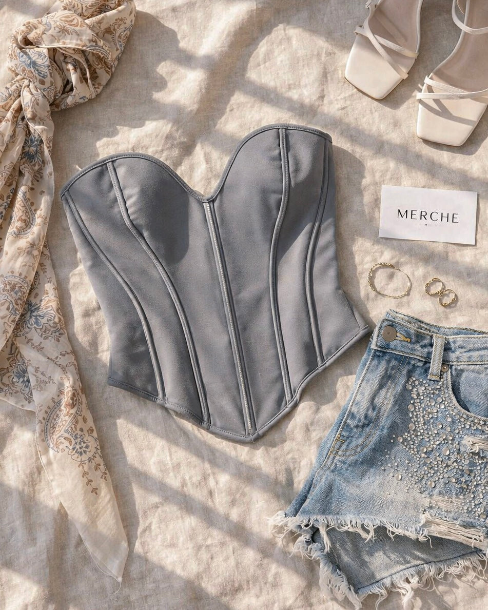 BRAT ENERGY BONING GREY CORSET