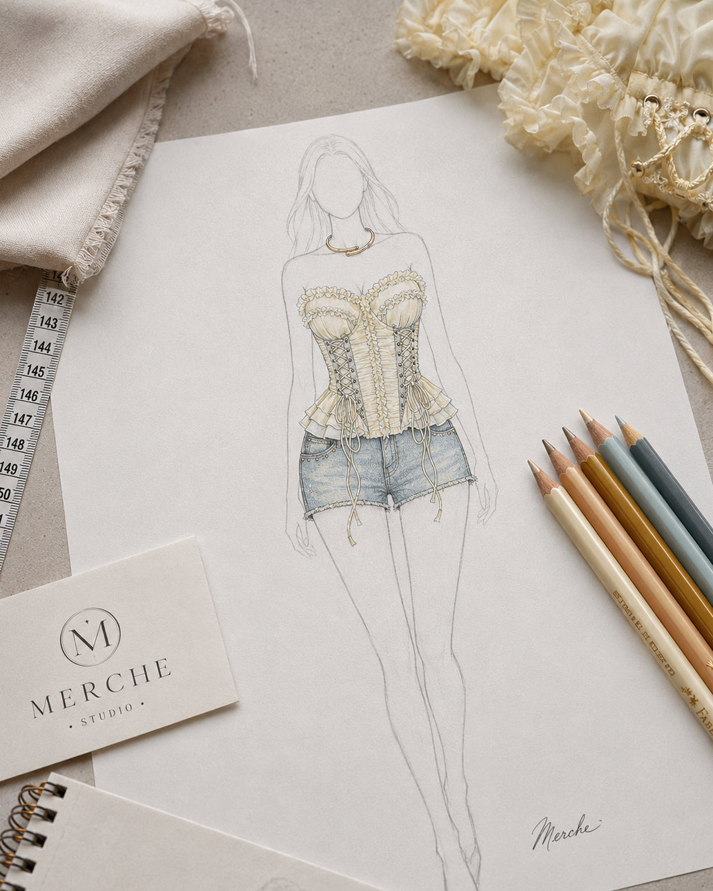 FROM A SITCOM RUFFLE AND LACE TRIM LUXE CORSET