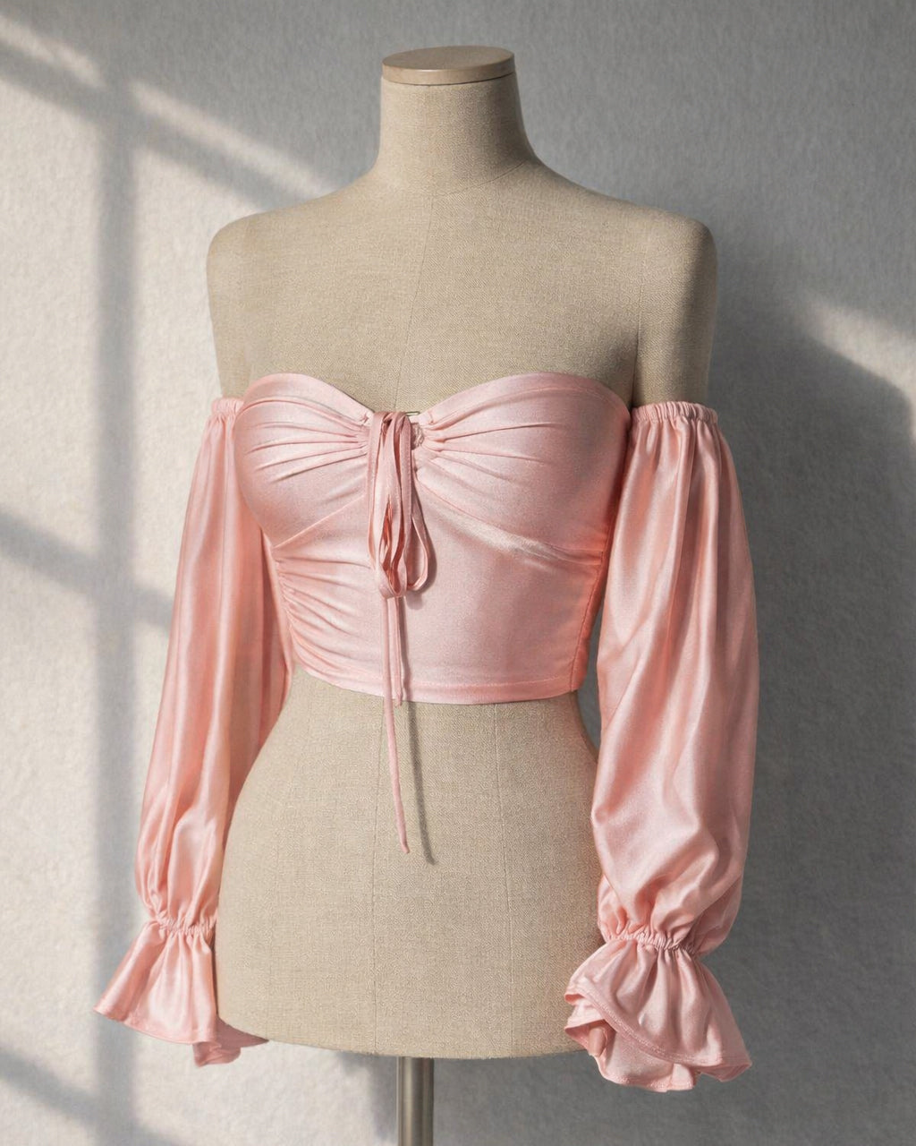 JUST WANNA FLEX PEACH SLASH NECK TOP