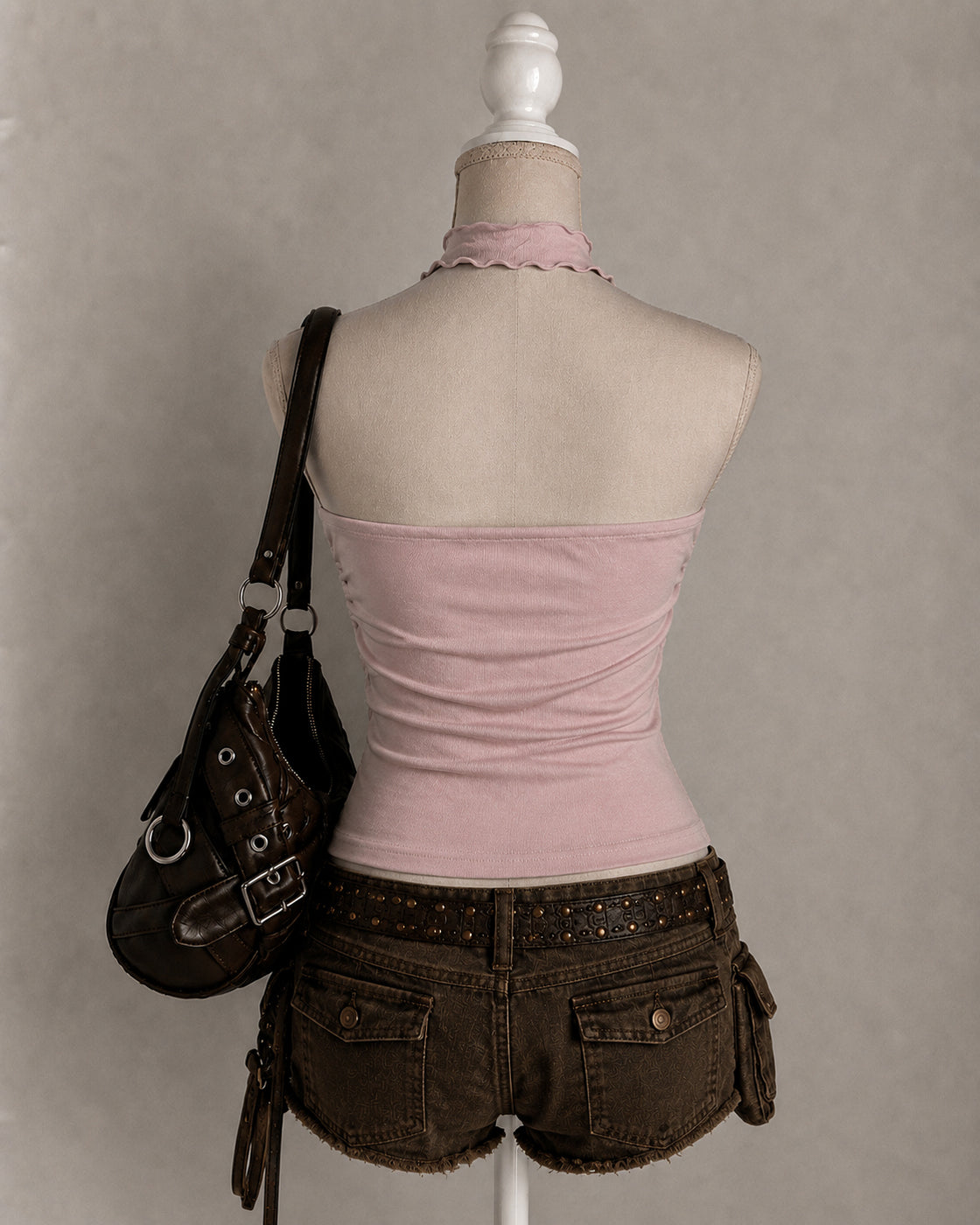 SHORE AND TAN SCARE DETAIL DUSTY ROSE BANDEAU TOP