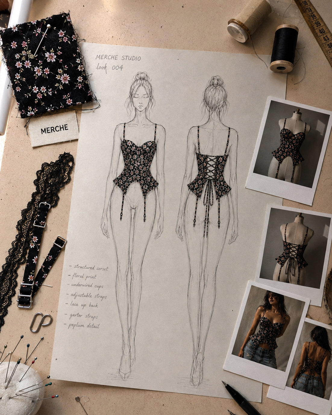 RUNWAY MOOD STRUCTURED FLORAL CORSET