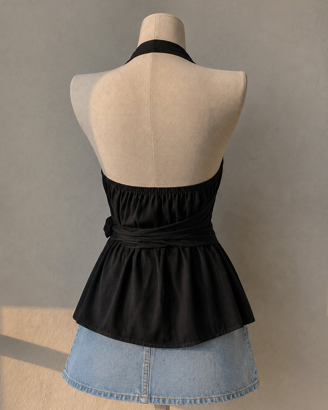RAVE GIRL BLACK DRAPE HALTERNECK TOP