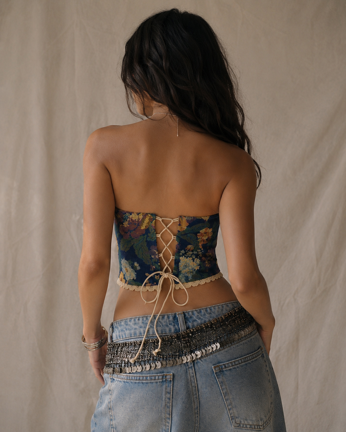 SHOW RUNNER JACQUARD BLUE FLORAL CORSET