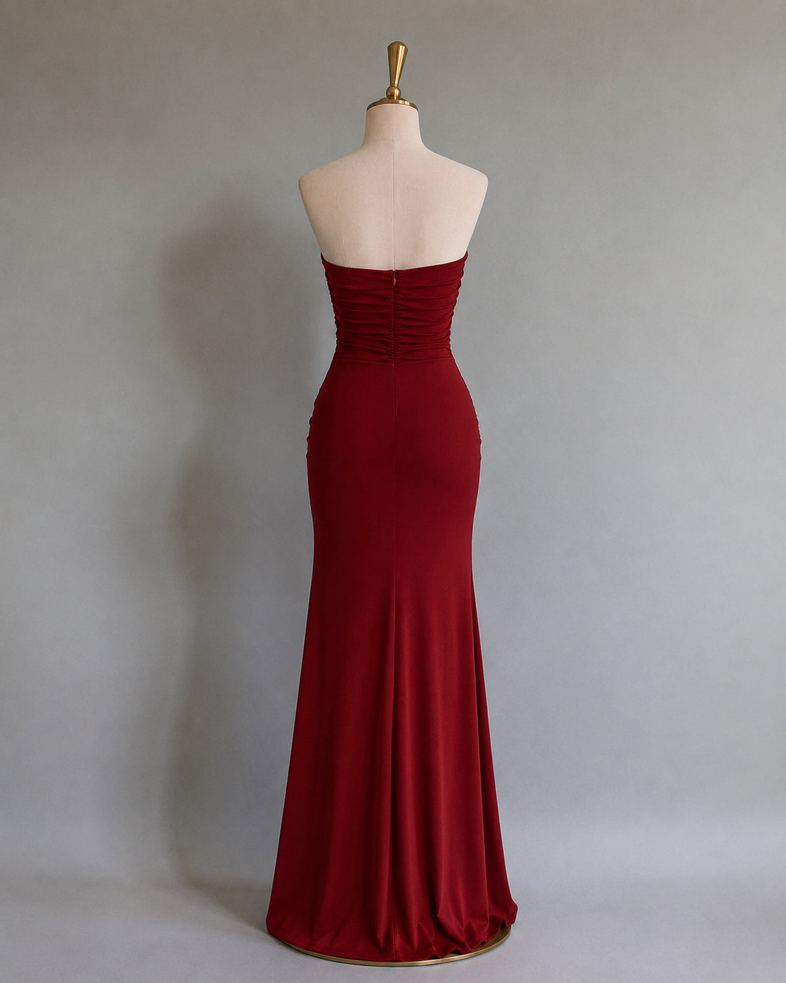 BLOOD MOON LUXE RED STRAPLESS MAXI DRESS