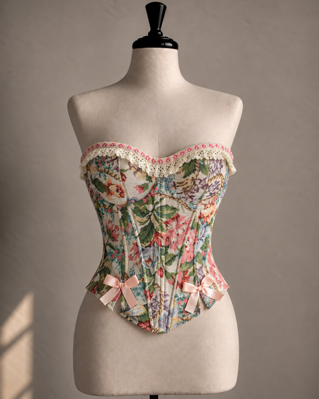 NOT YOUR BARBIE JACQUARD BOW DETAIL PADDED CORSET