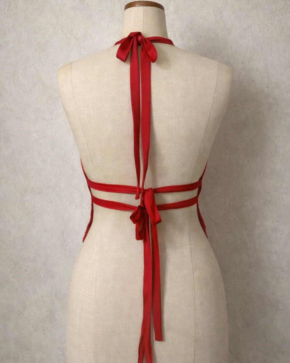 FIRE STARTER EMBROIDERED BACKLESS RED TOP