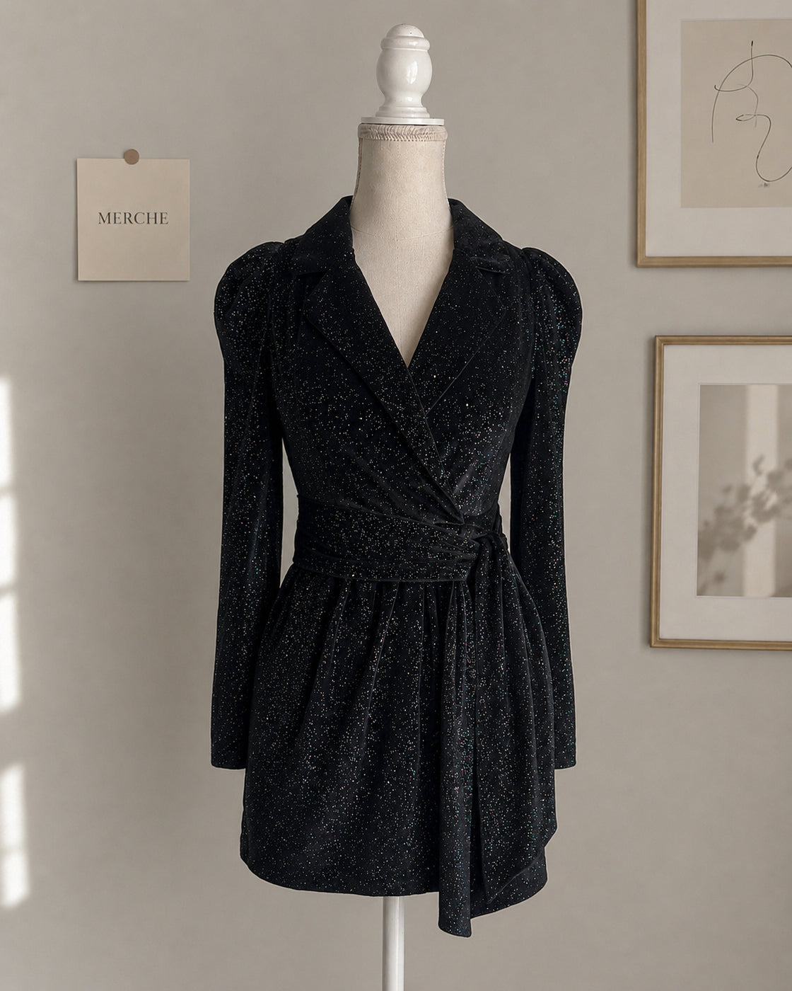 VERSE OF GLAM SHIMMER VELOUR BLAZER DRESS