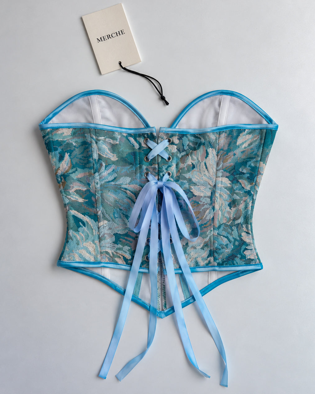 ITALIAN MOON BLUE JACQUARD CORSET