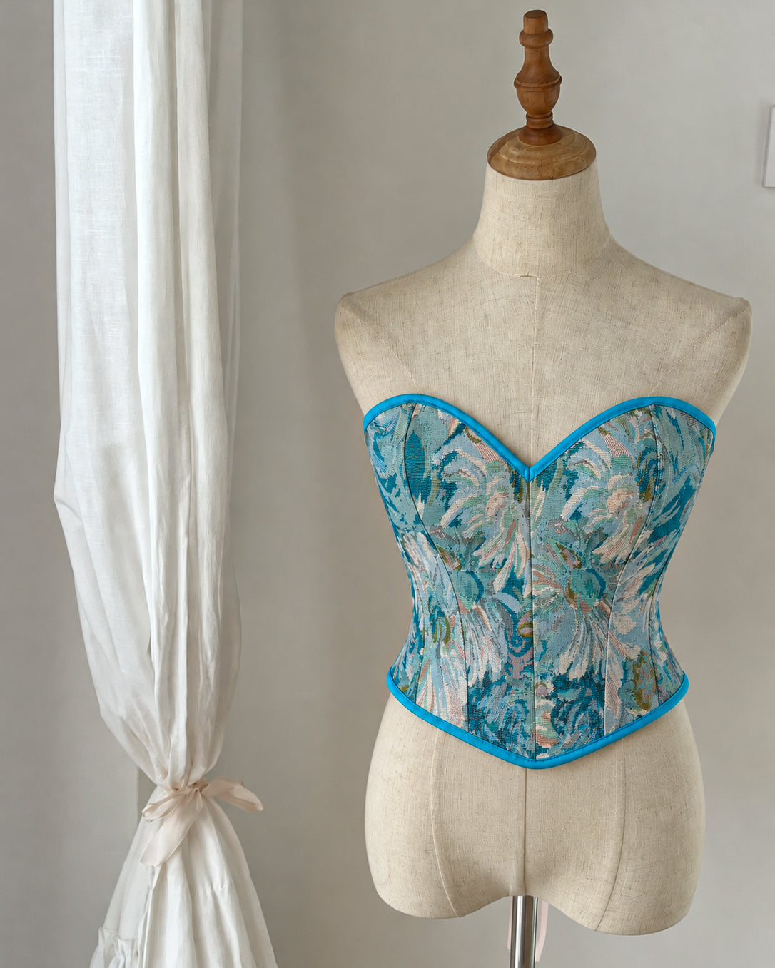 ITALIAN MOON BLUE JACQUARD CORSET