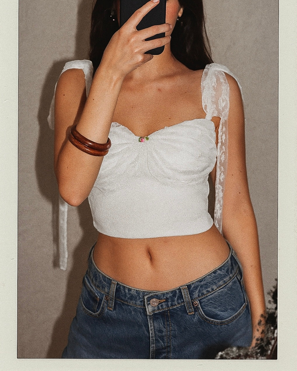 WITH LOVE AND KISSES BOW-TIE LACE TOP