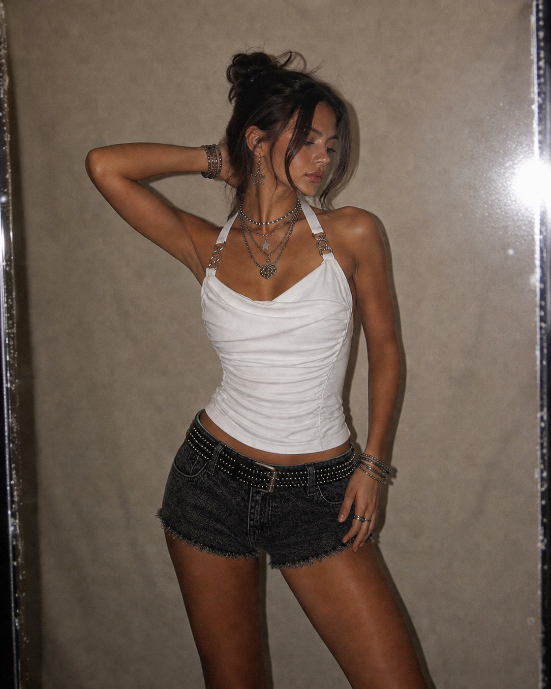 JUST POSING PADDED TWISTED WHITE TOP