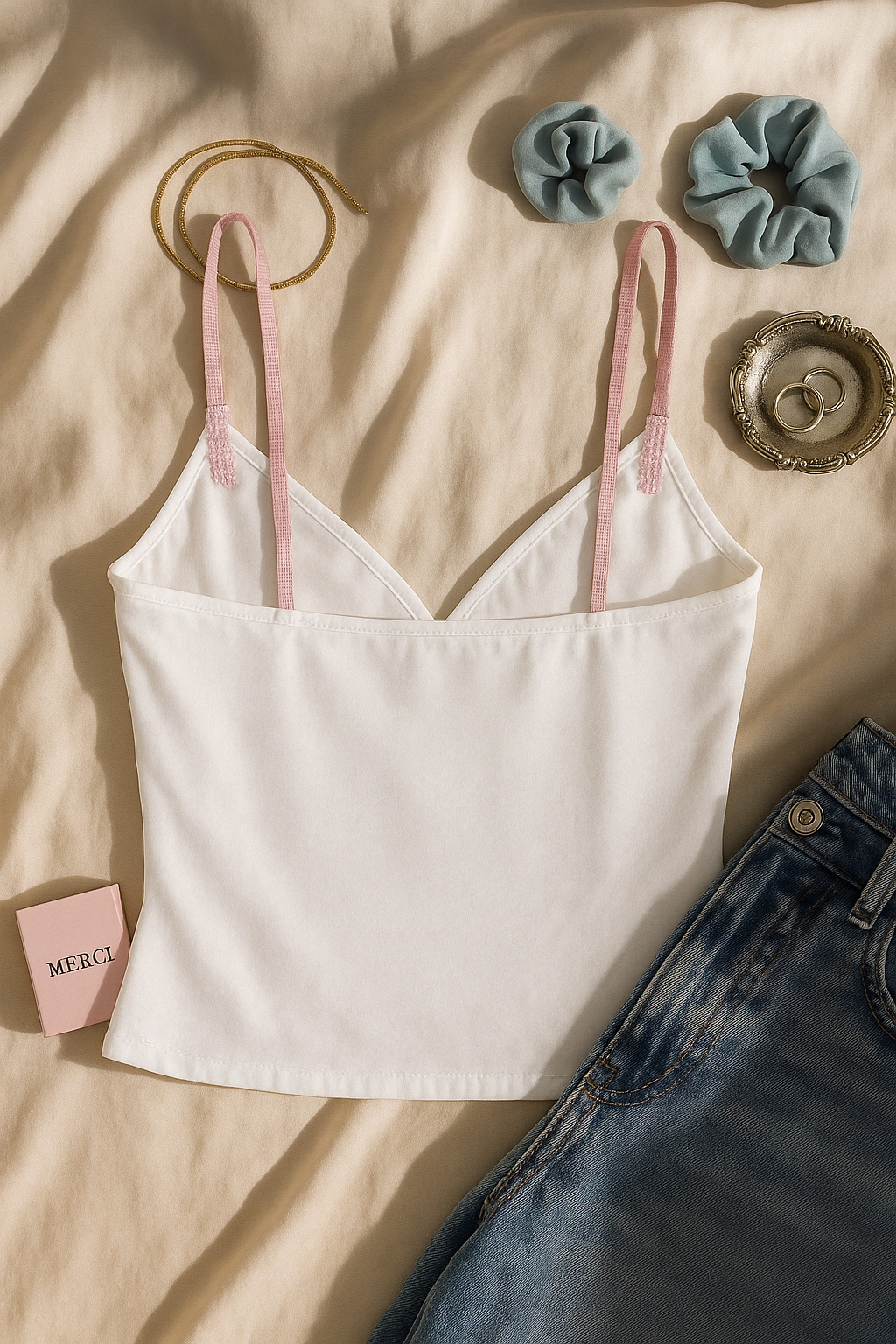 SECRET AFFAIR WHITE EYELET CAMI TOP
