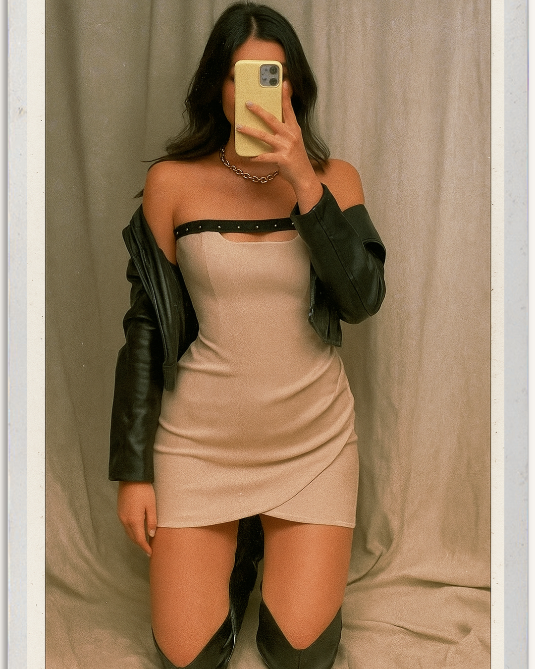 SHE’S TRENDING BEIGE BANDEAU DRESS