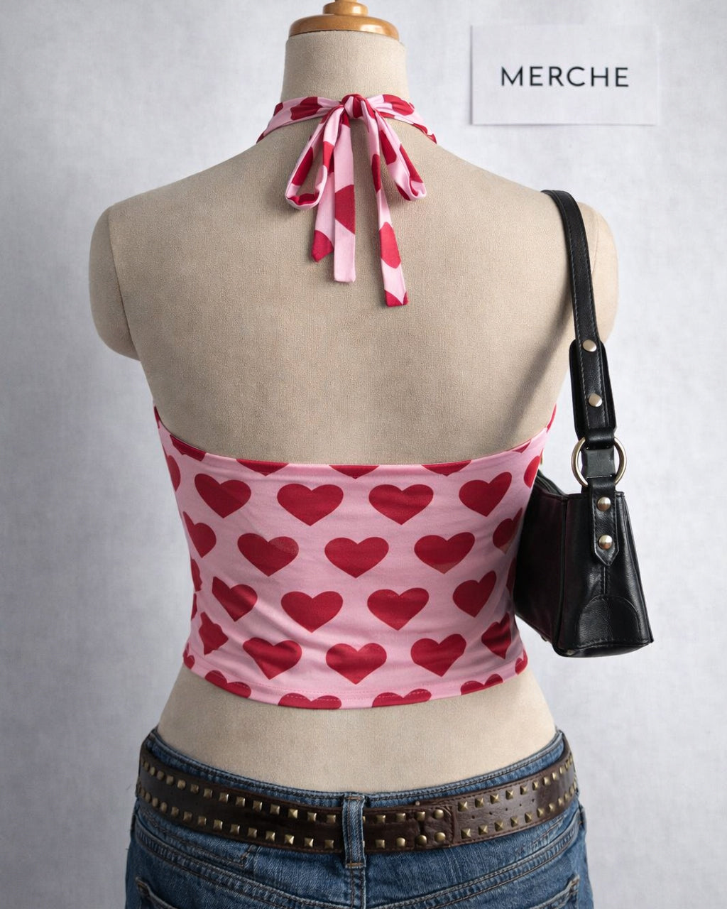 WATCH ME WIN HEART EMBELLISHED CUT-OUT HALTERNECK TOP