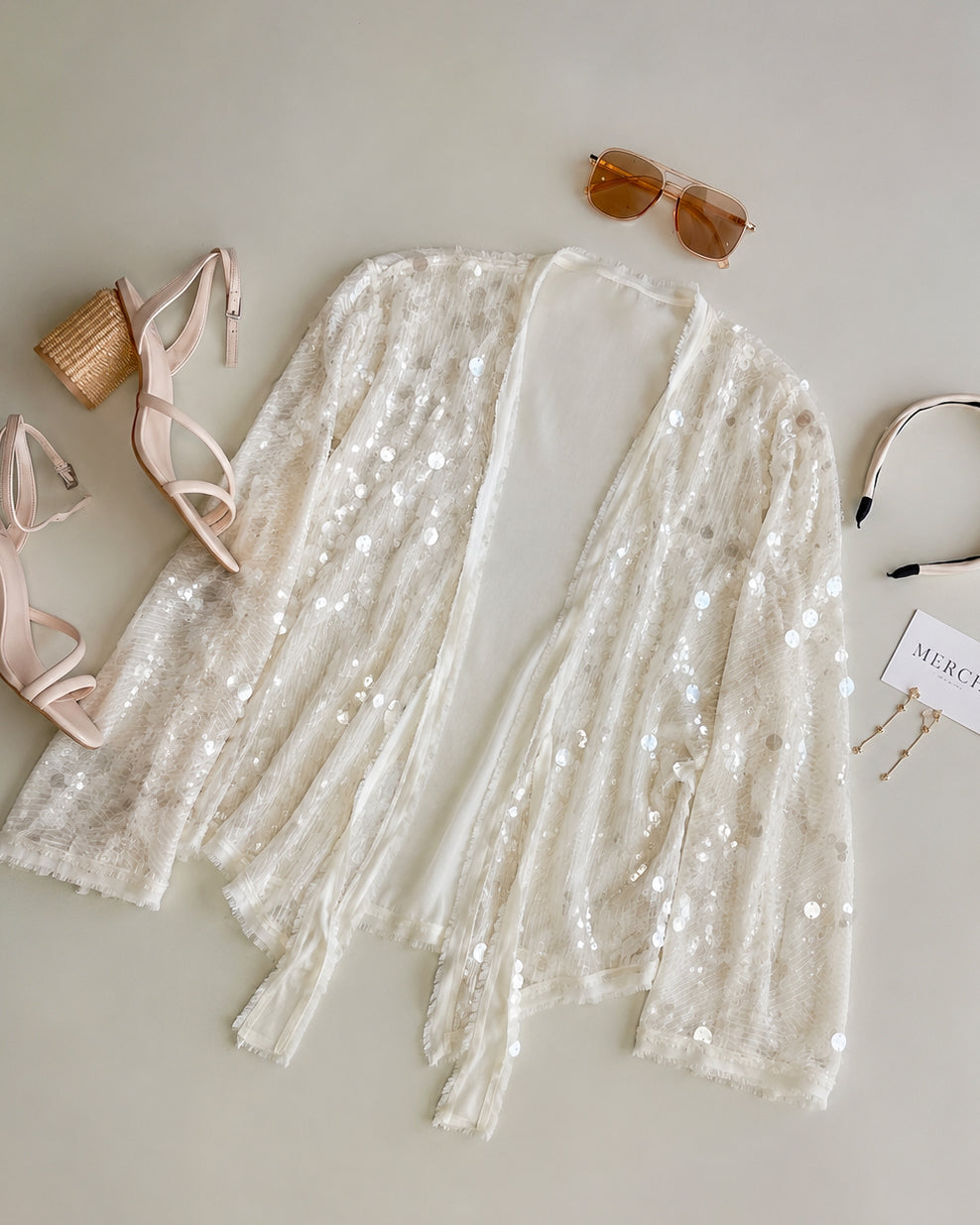 CLUB NARCISSISTIC SEQUIN EMBELLISHED WRAP JACKET