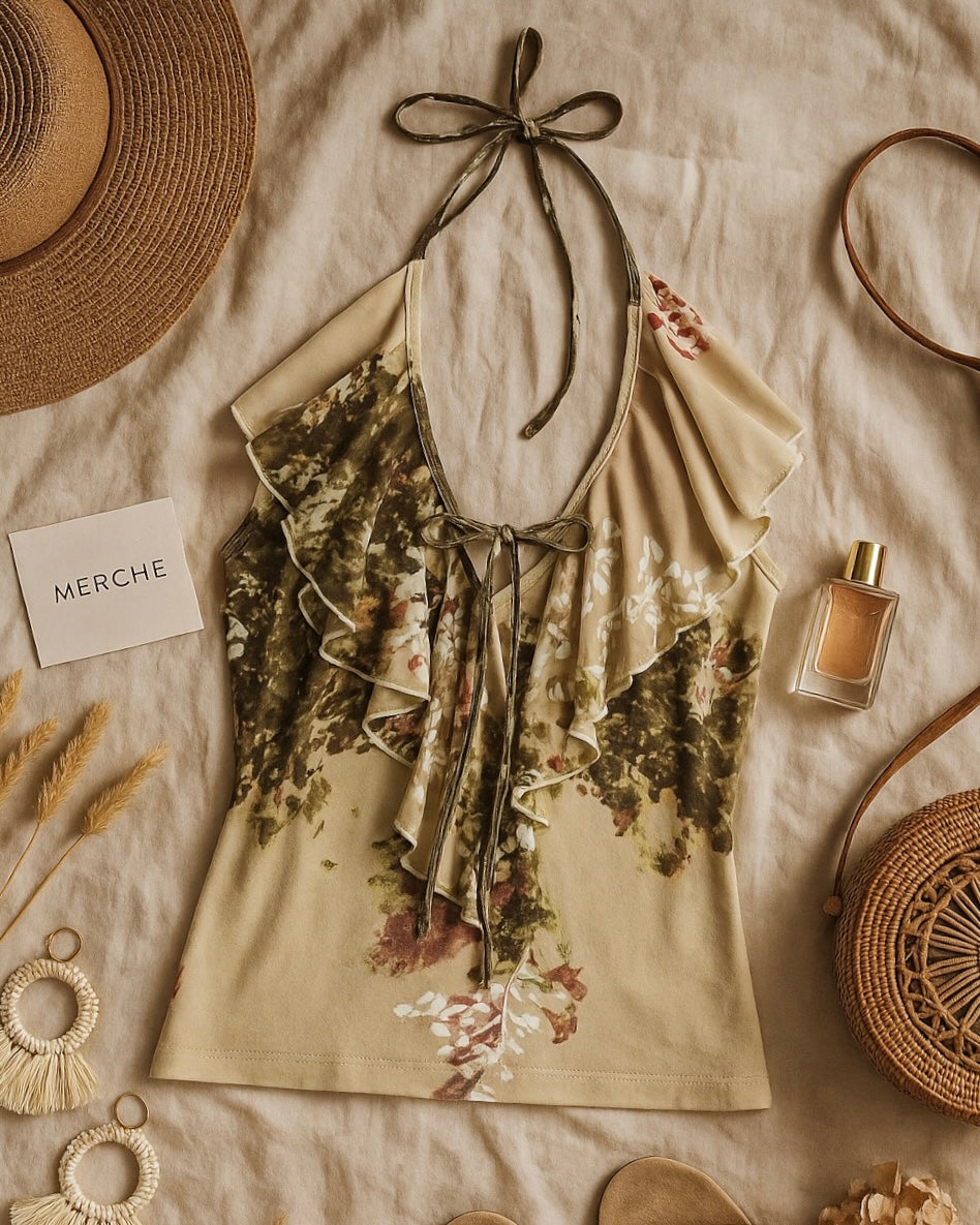 OUR CHEMISTRY RUFFLE HALTERNECK TOP