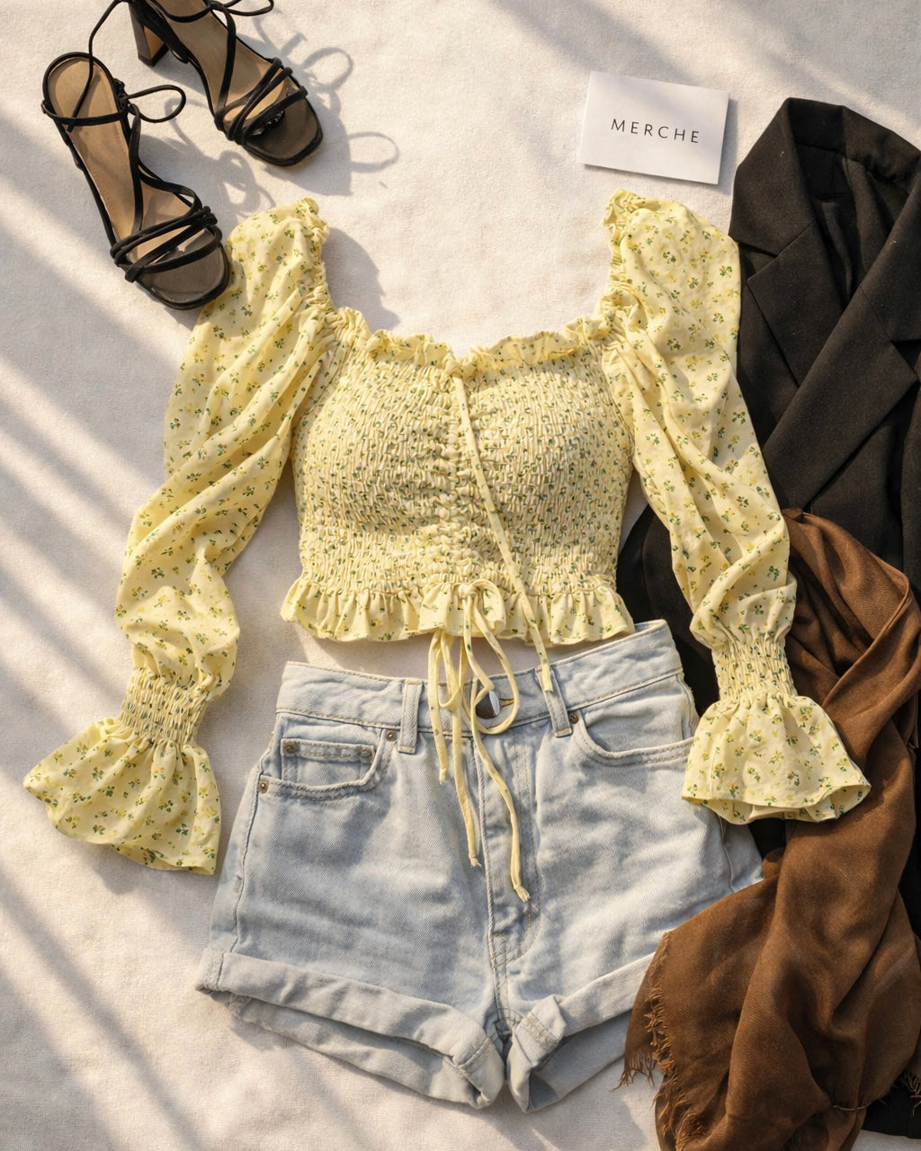 MIMOSA BLISS SMOCKED FLORAL TOP