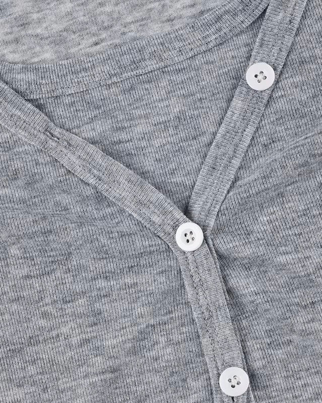 FAITHFULLY YOURS LAYERED GREY BUTTONED-UP TOP