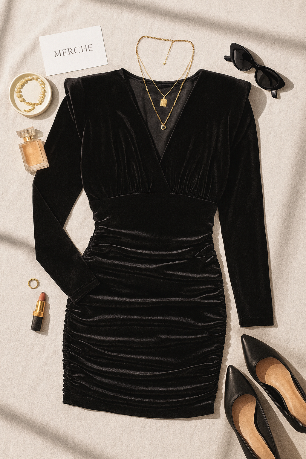 DATE NIGHT VELOUR BLACK DRESS
