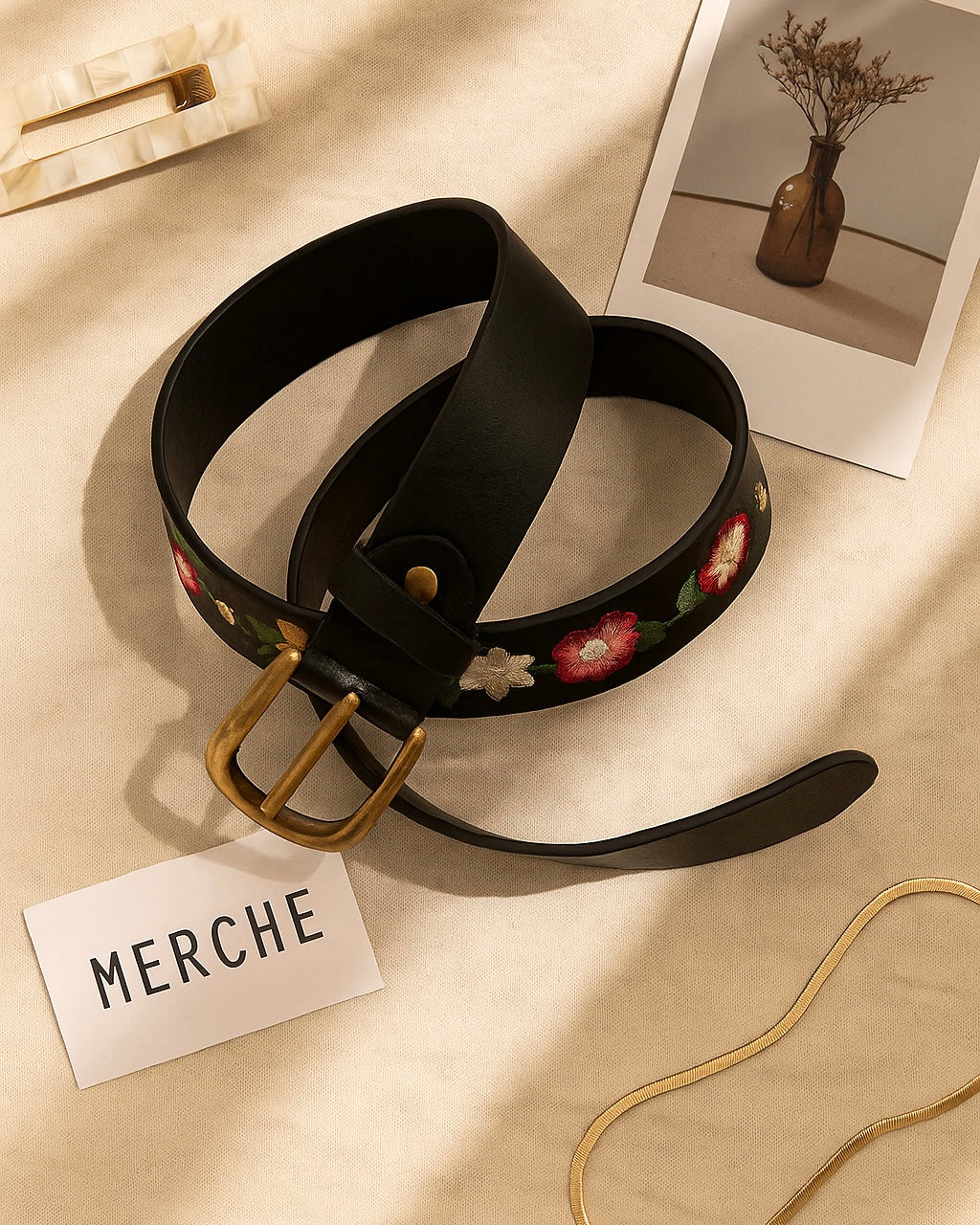 NO ONE CARES EMBROIDERED BELT