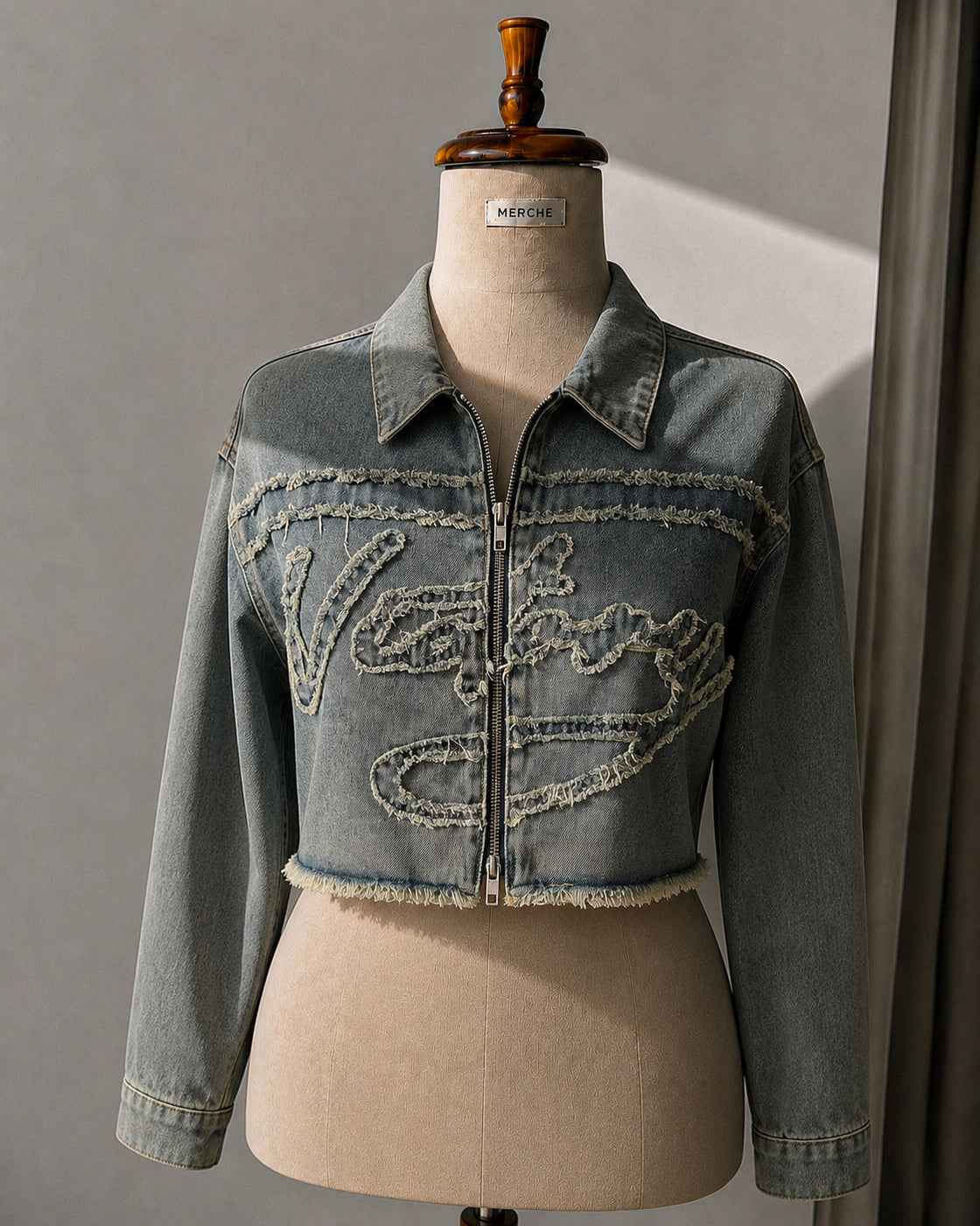THERE’S VICTORY ALL OVER BABE, ZIP-UP DENIM JACKET