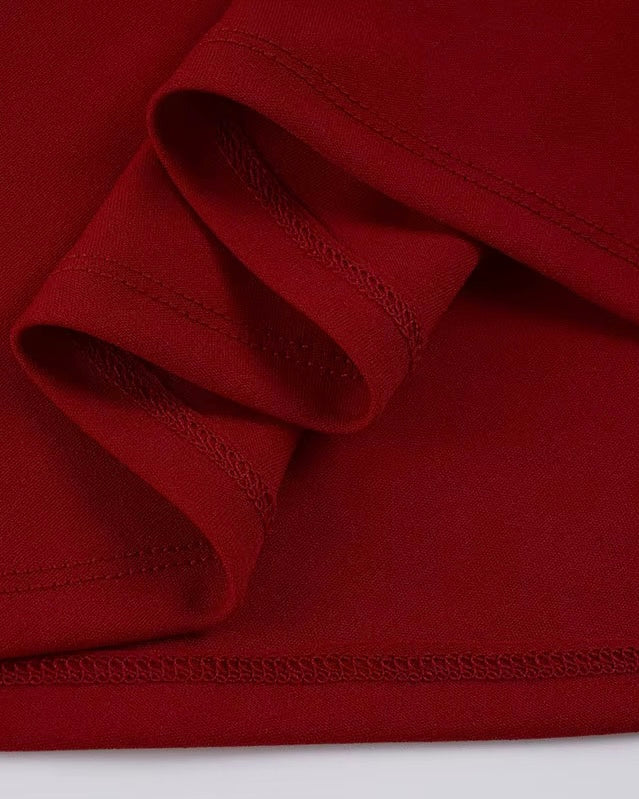 BLOOD MOON LUXE RED STRAPLESS MAXI DRESS