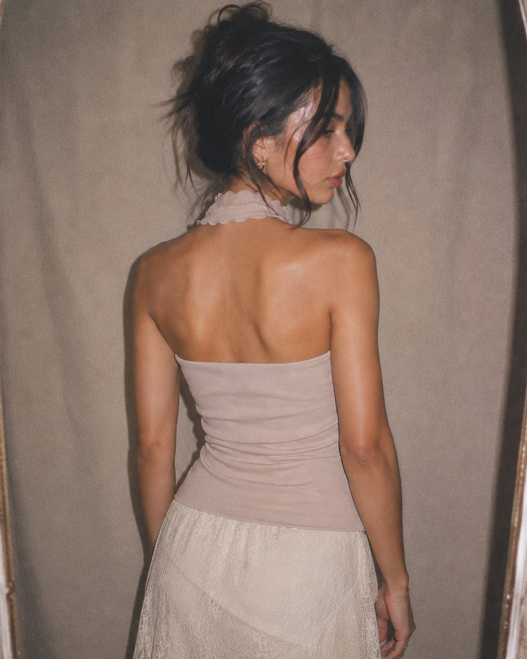 SHORE AND TAN SCARE DETAIL BEIGE BANDEAU TOP