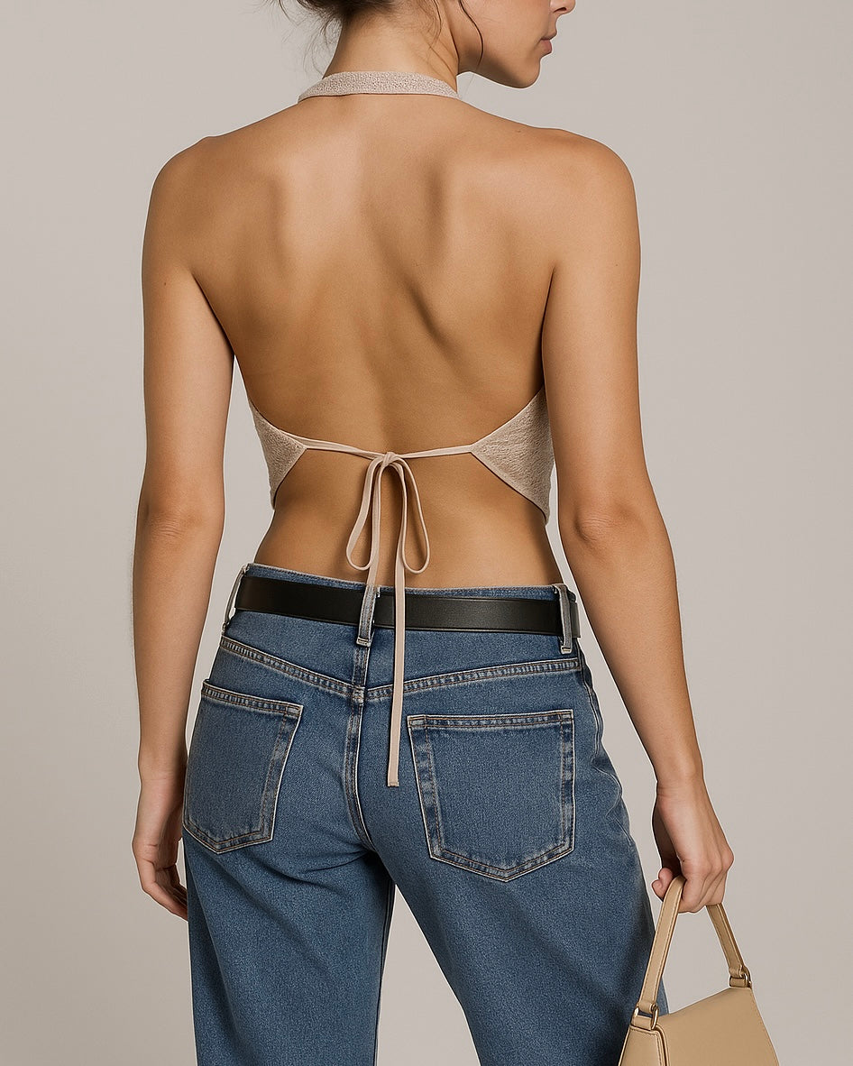 CHEERS TO HER SEQUIN EMBELLISHED LUXE COWL HALTERNECK TOP