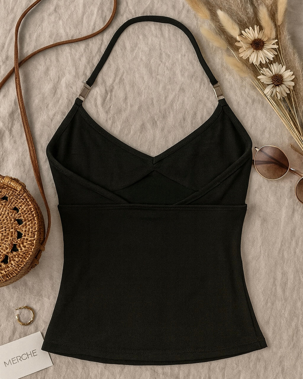 URBAN CORE BLACK HALTERNECK TOP