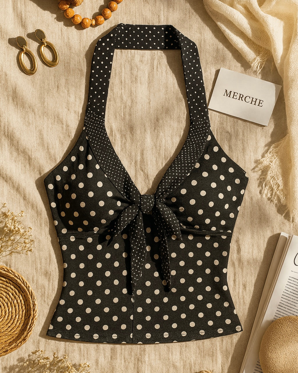 LOYAL GIRLFRIEND POLKA HALTERNECK TOP